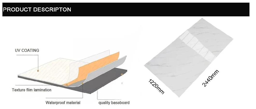 High Quality High Glossy Decoration Wall Panels PVC UV Marble Sheet/ UV Board