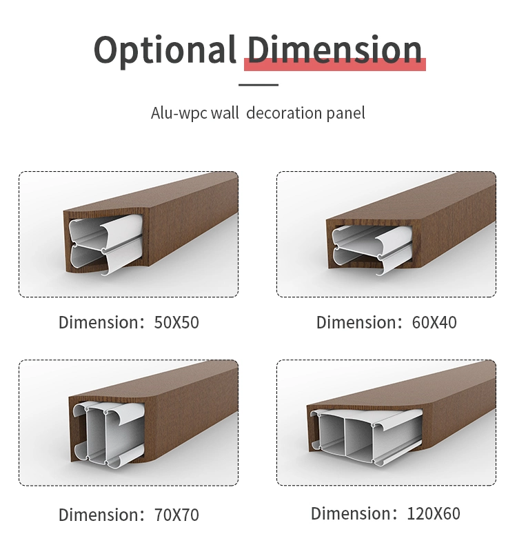 Good Quality WPC Wood Plastic Composite Aluminum Timber Tube for Exterior Wall Panels Decoration