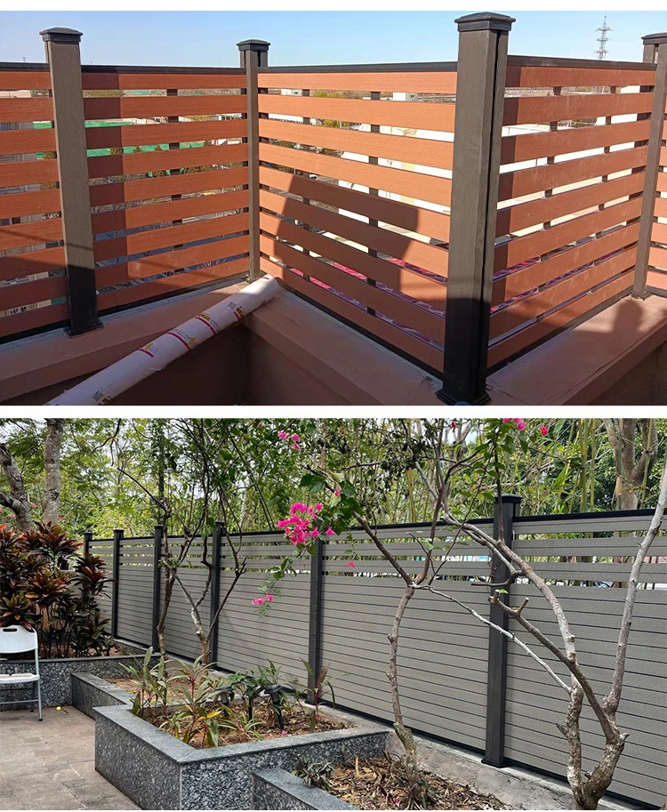 Eco Friendly Aluminum Frame Side Cover Post Wood Plastic Composite Construction Fence Board Price Fence WPC Fencing