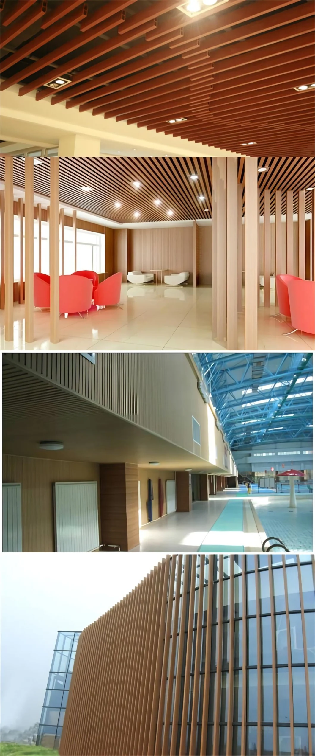 Simple Install Indoor Decorative WPC Timber Tube Ceiling Baffle Square Tube