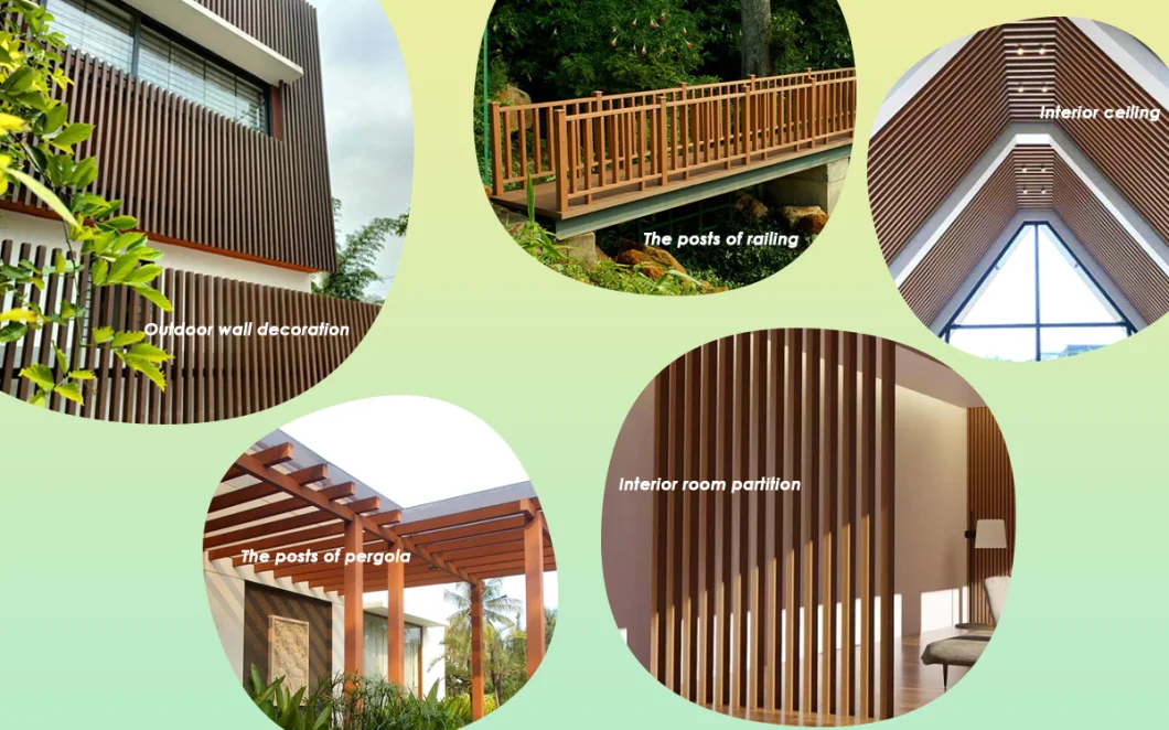 Hot Sale WPC Timber Tube Wood Composite Square Tube Handrail or Railing for Courtyard