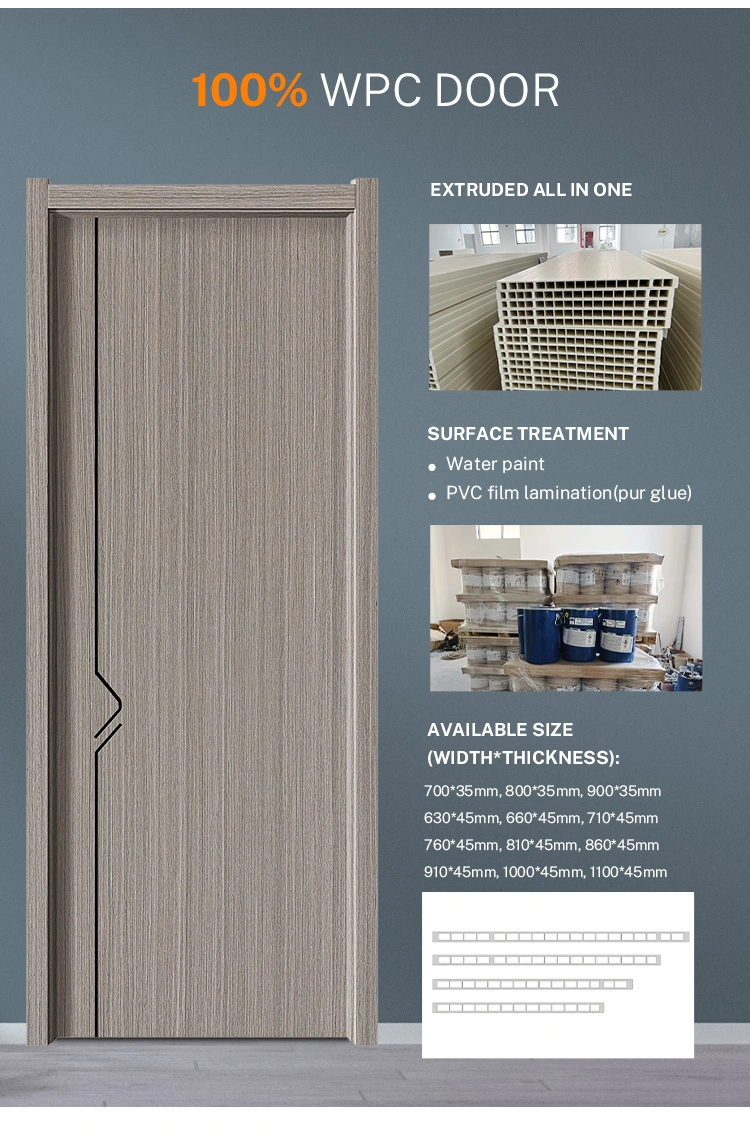 Factory Price Top Brand Anhui Belson Full WPC Door with Vacuum Laminating Process for Interior Door Bedroom Villa Hospital