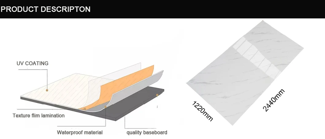 PVC Ceiling Board PVC Skirting Board for Supermarket Waterproof UV Interior Wall Decorative UV Marble Sheet