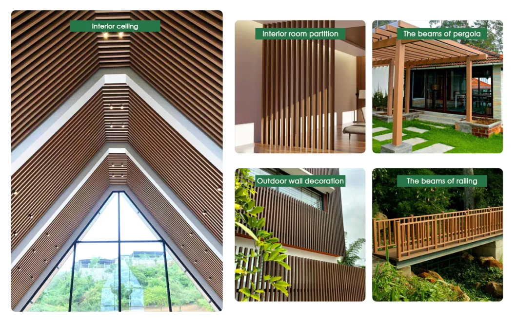 Factory Supplier High Quality WPC Timber Tube Indoor Partition Beams Composite Pergola