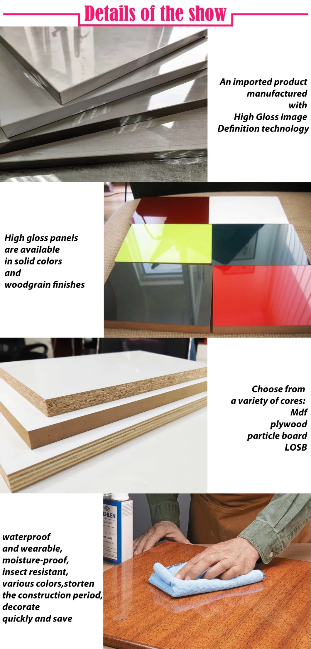 UV Wall Panel Laminated Wood Boards Melamine Particle Board