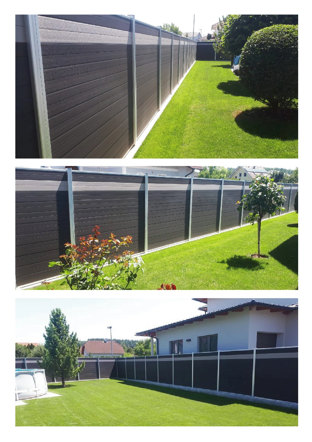 Longer Post or Iron Base Wholesale Composite Fencing Outdoor Decorative Fence